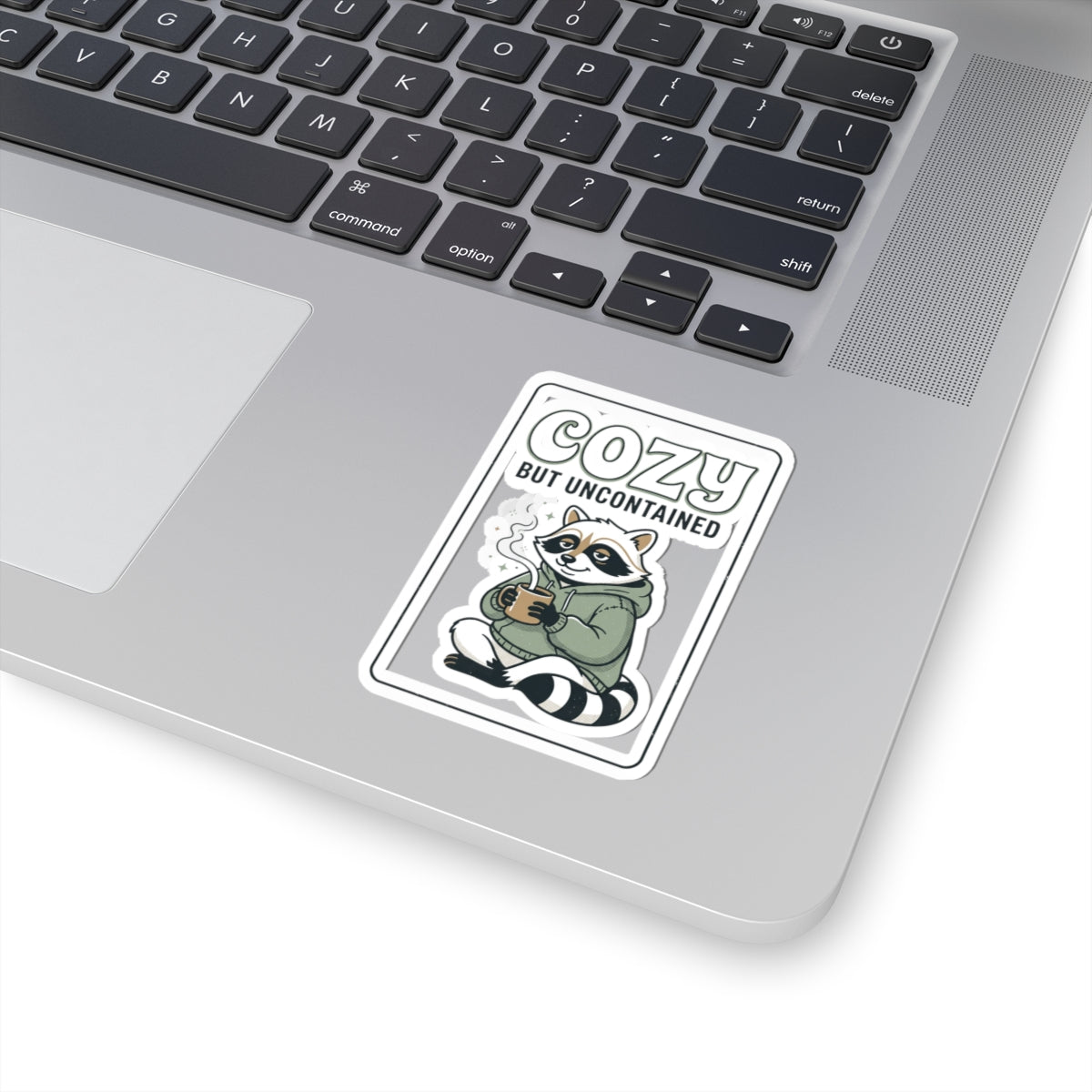 Cozy But Uncontained Raccoon Kiss-Cut Sticker | Feral Raccoon Aesthetic, Celestial Wilderness