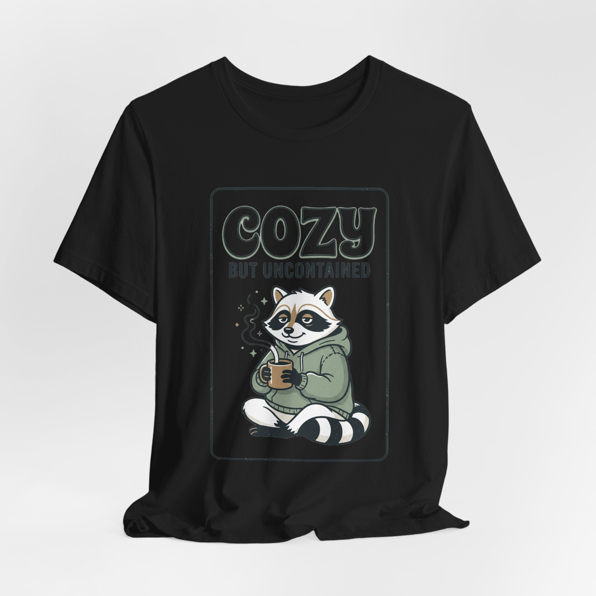 Cozy But Uncontained Raccoon Tee | Feral Raccoon Aesthetic, Celestial Wilderness