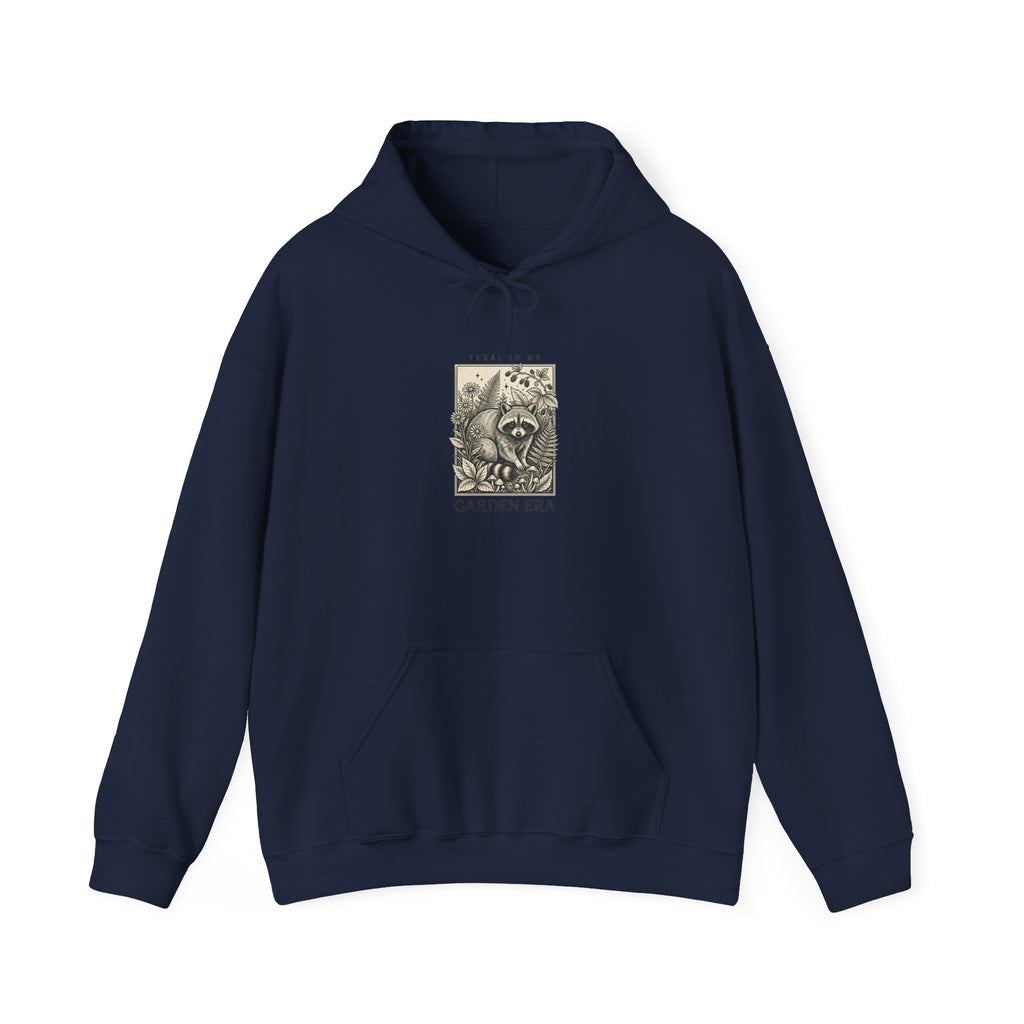 Feral Raccoon Illustration Hoodie | Celestial Wilderness, Trash-Panda Aesthetic