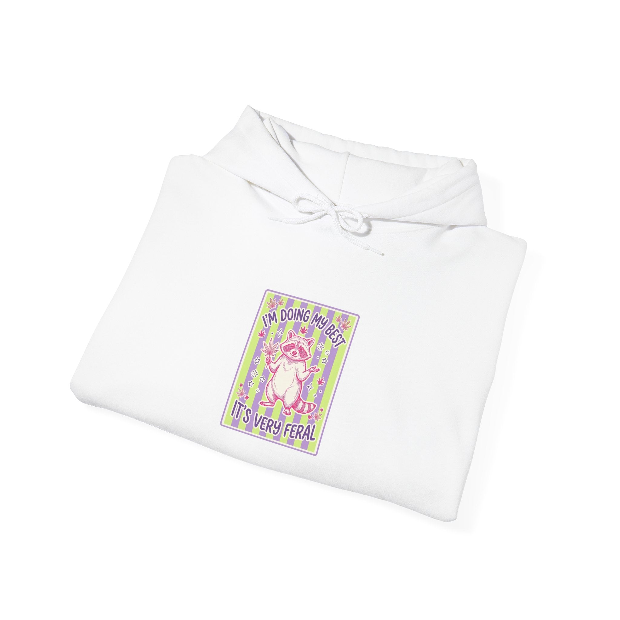Feral Raccoon Moonrise Hoodie | Celestial Wilderness Graphic