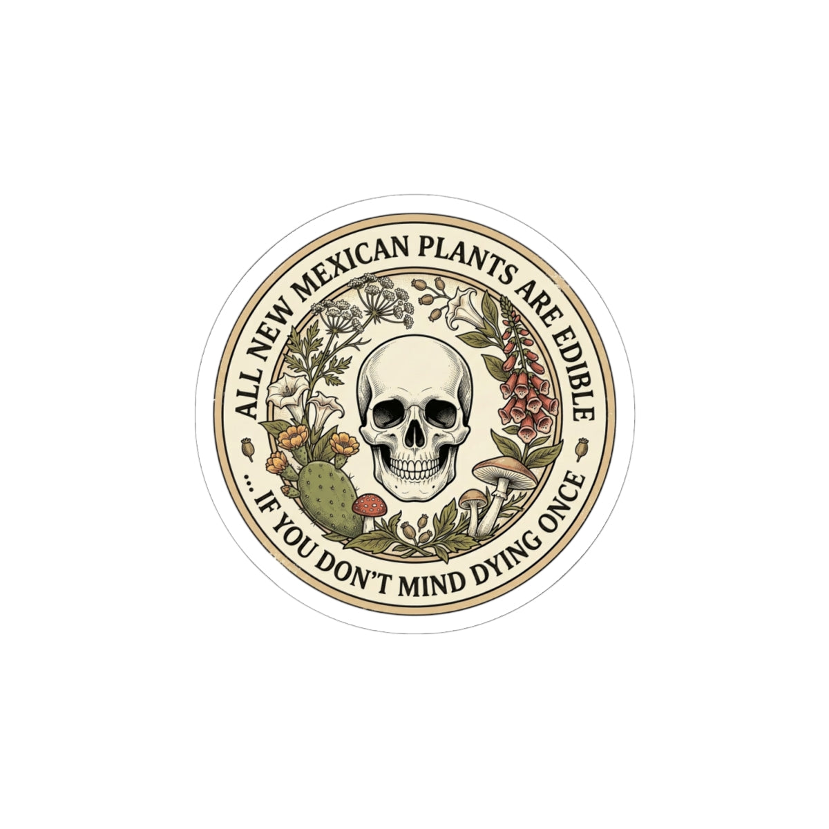 All Plants Are Edible Skull Sticker | Vintage Botanical mycology, Cottage Witch