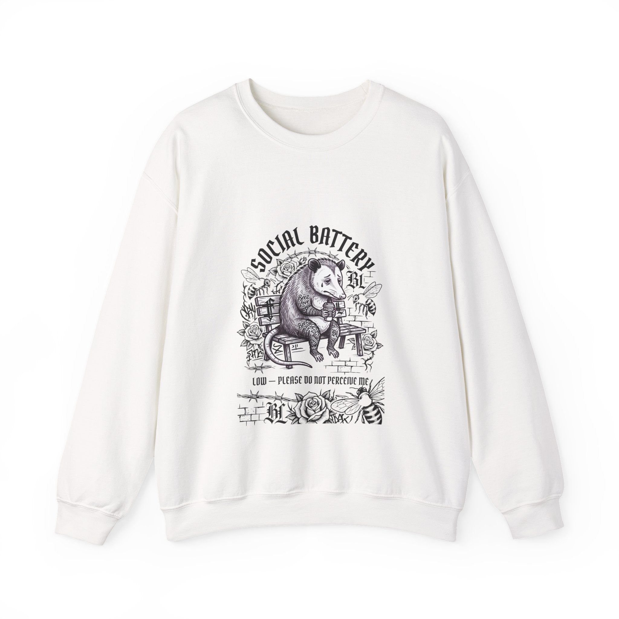 Social Battery Sloth Sweatshirt | Anxious Animal Humor, Introvert Tee