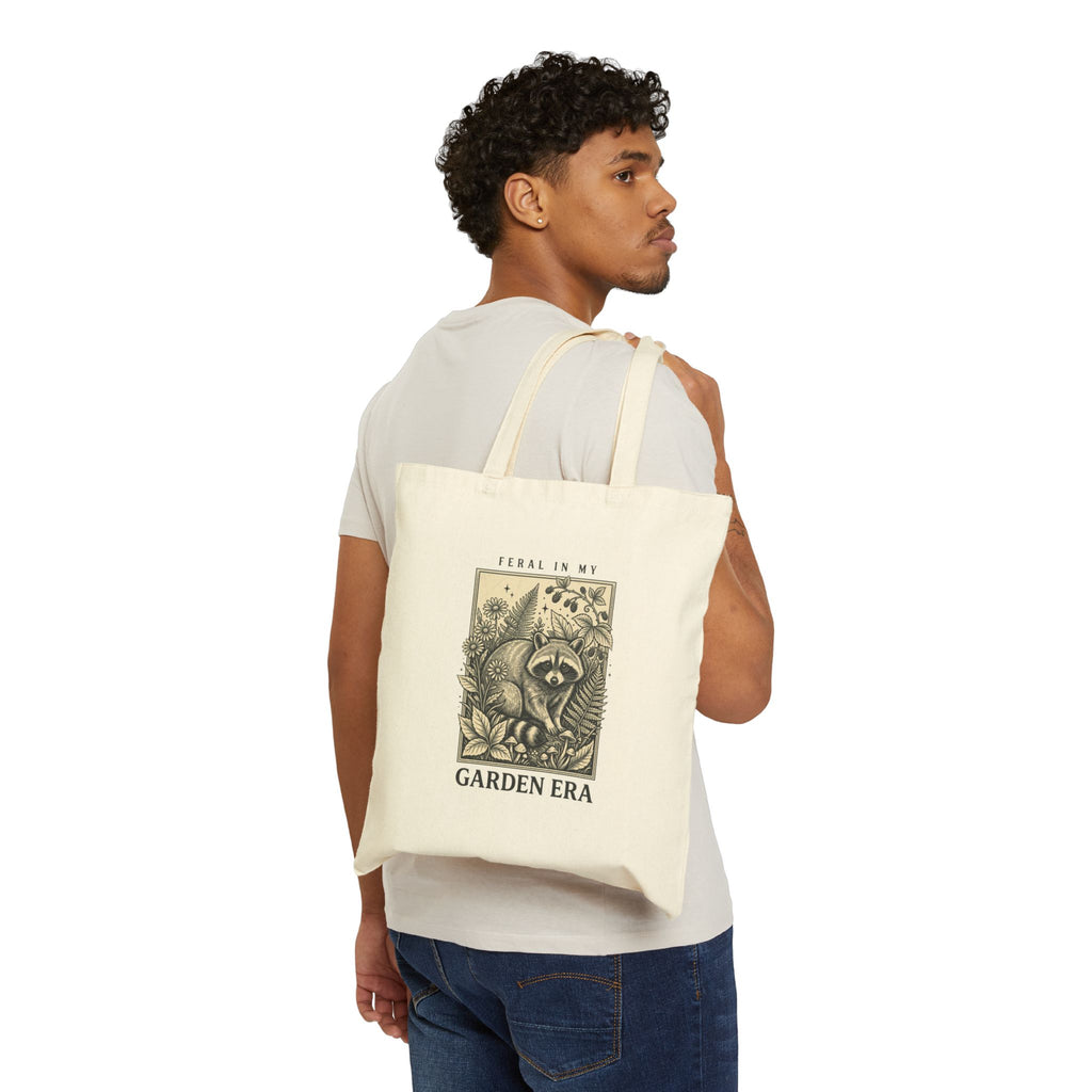 Feral Raccoon Botanical Illustration Tote | Celestial Wilderness Canvas