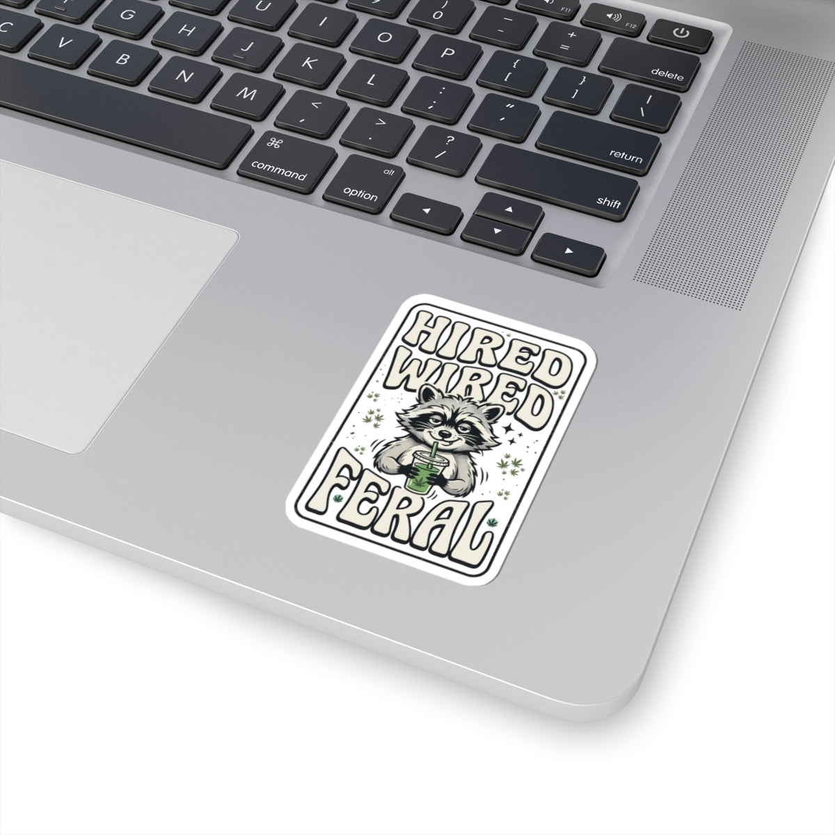 Feral Raccoon 'Hired Wired Feral' Sticker | Kiss-Cut, Nocturnal Aesthetic