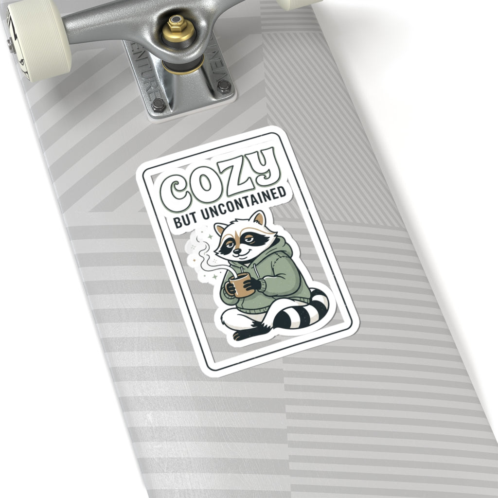 Cozy But Uncontained Raccoon Kiss-Cut Sticker | Feral Raccoon Aesthetic, Celestial Wilderness