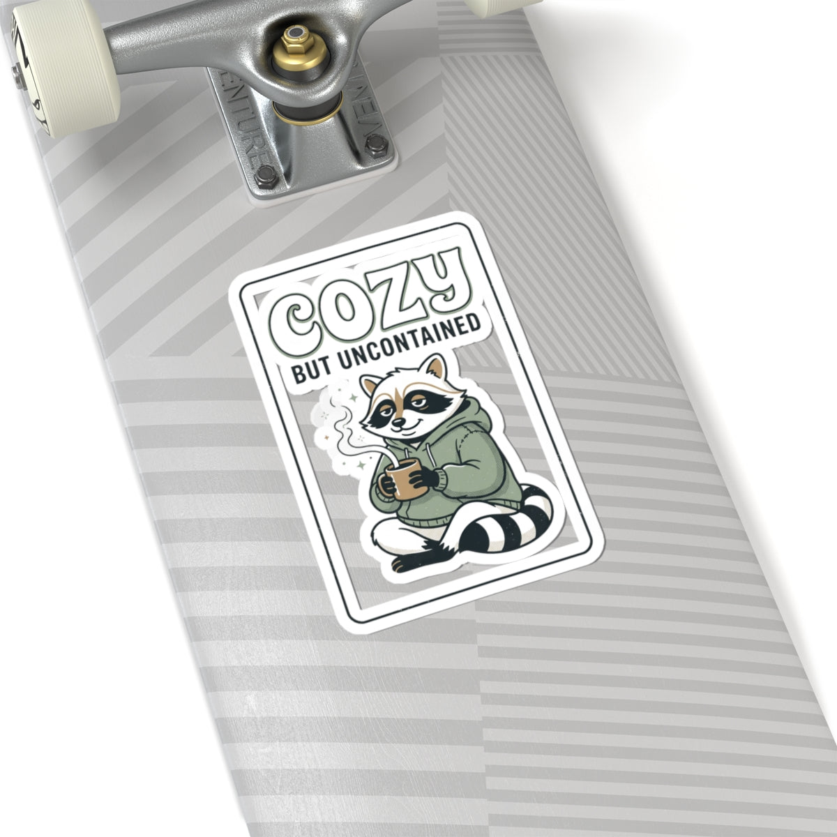 Cozy But Uncontained Raccoon Kiss-Cut Sticker | Feral Raccoon Aesthetic, Celestial Wilderness