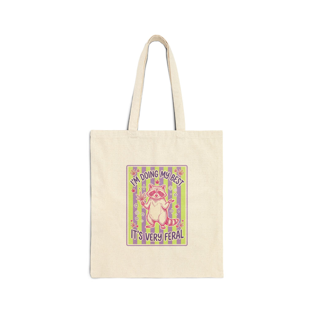 Feral Raccoon Illustration Tote | Celestial Wilderness Trash-Panda Aesthetic
