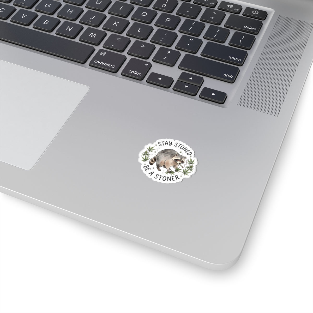 Stay Stoned Raccoon Sticker | Kiss-Cut, Cannabis, Cute Scruffy Raccoon