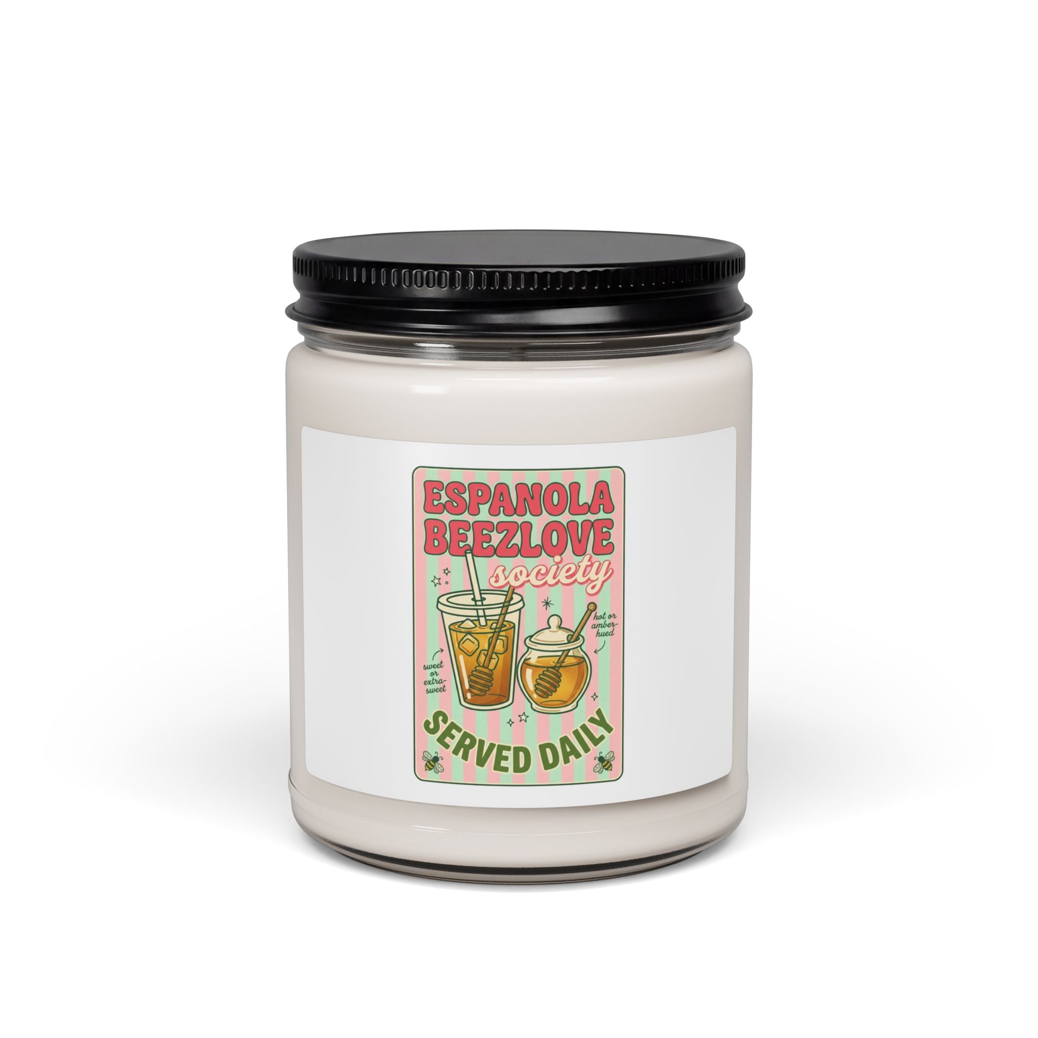 Matcha Cafe Illustration Candle | Soy 9oz, Green Pink Aesthetic
