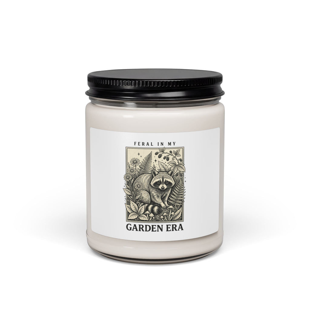 Feral Raccoon Floral Illustration Candle | Soy Jar Candle, Wilderness Aesthetic