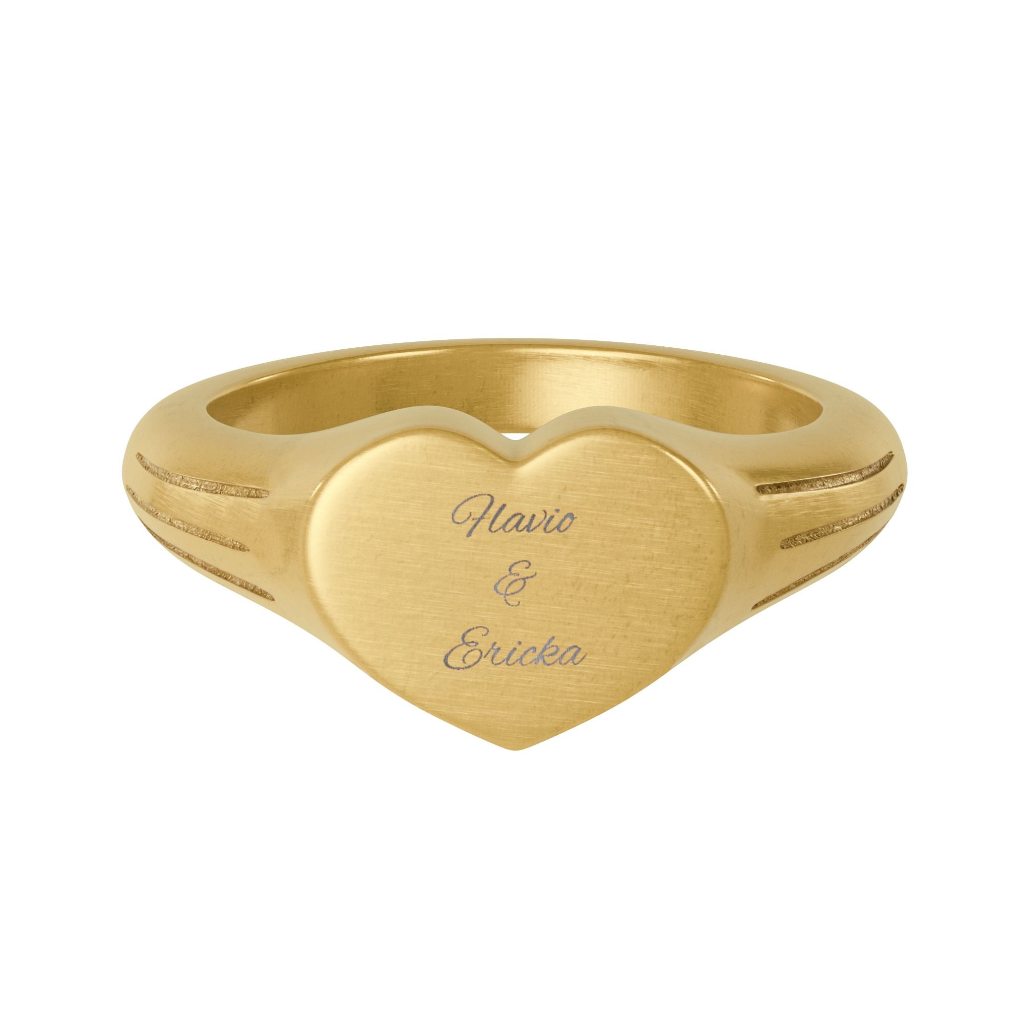 Reina Gold Heart Signet Ring — Personalized Engraved Stainless Steel