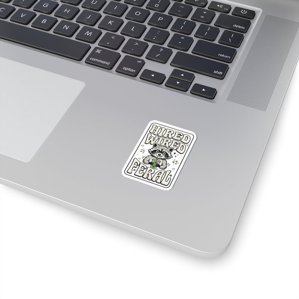 Feral Raccoon 'Hired Wired Feral' Sticker | Kiss-Cut, Nocturnal Aesthetic
