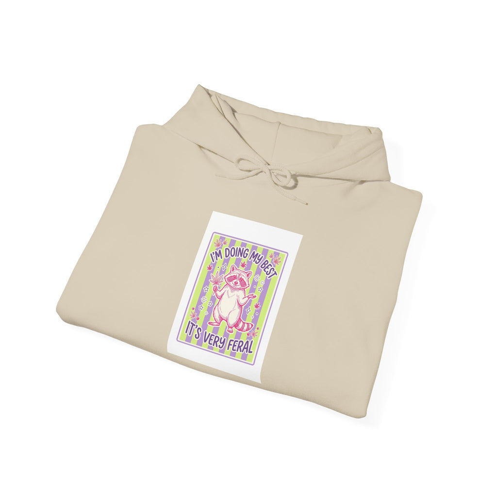 Feral Raccoon Moonrise Hoodie | Celestial Wilderness Graphic