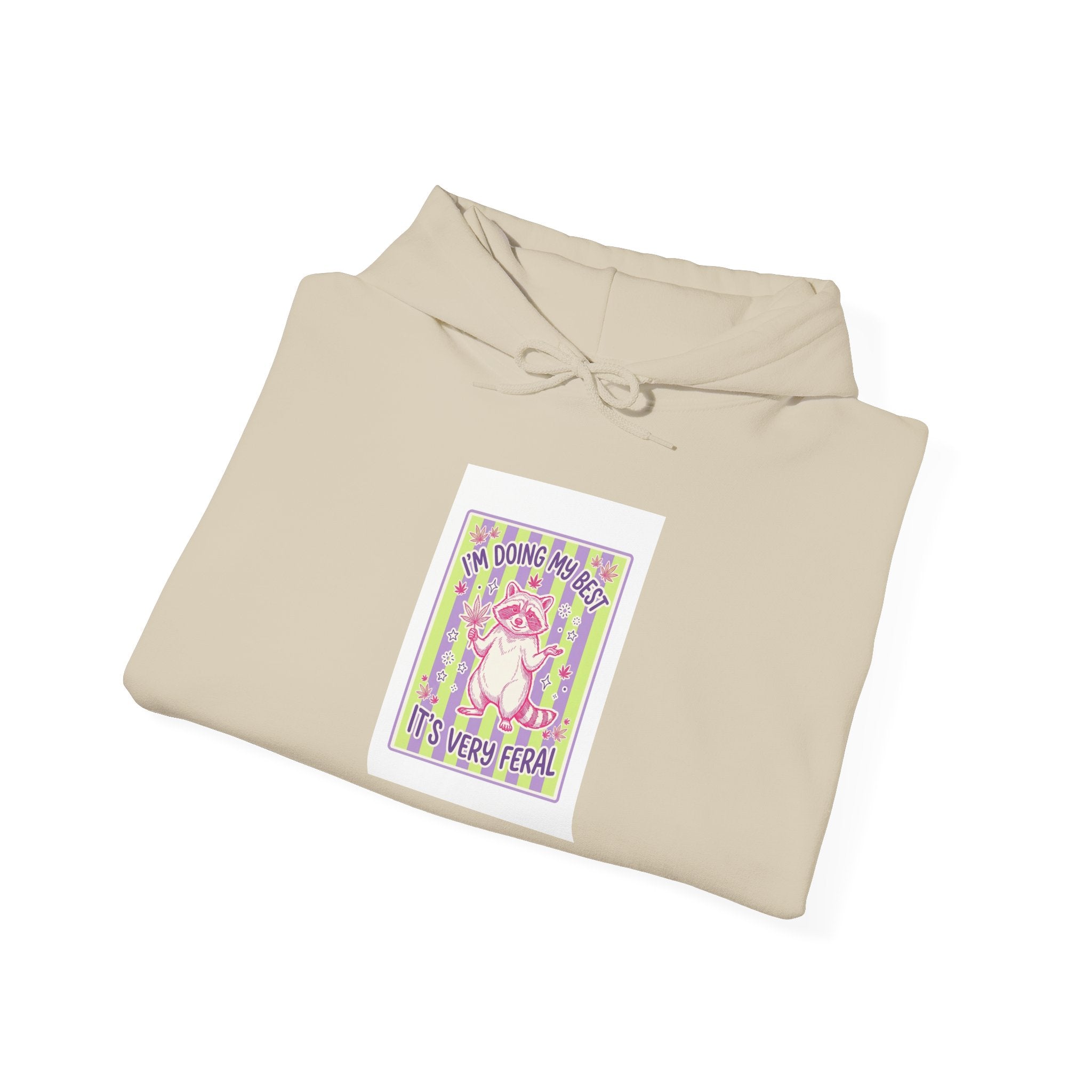 Feral Raccoon Moonrise Hoodie | Celestial Wilderness Graphic