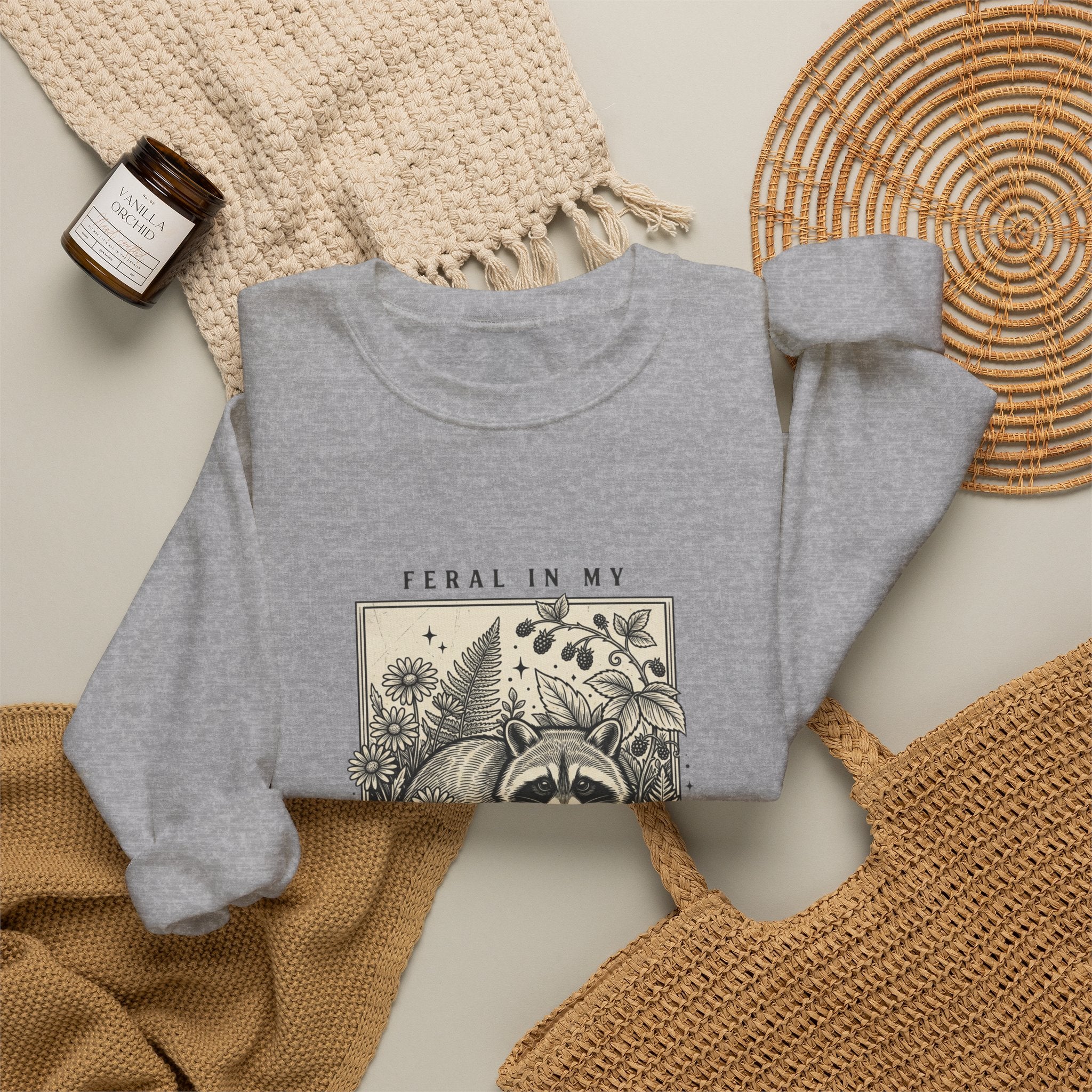 Feral Raccoon Garden Era Sweatshirt | Celestial Wilderness, Trash Panda Aesthetic