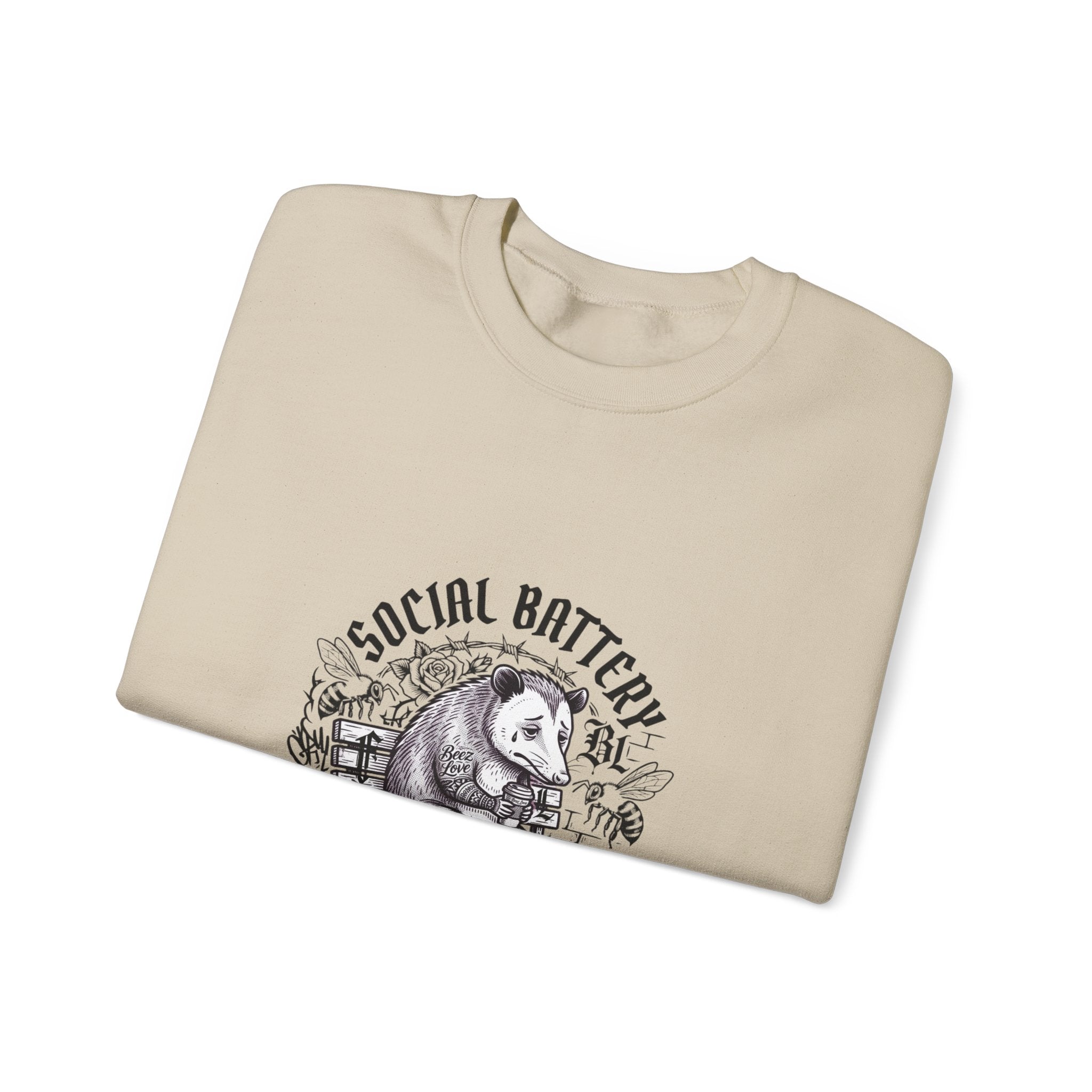 Social Battery Sloth Sweatshirt | Anxious Animal Humor, Introvert Tee