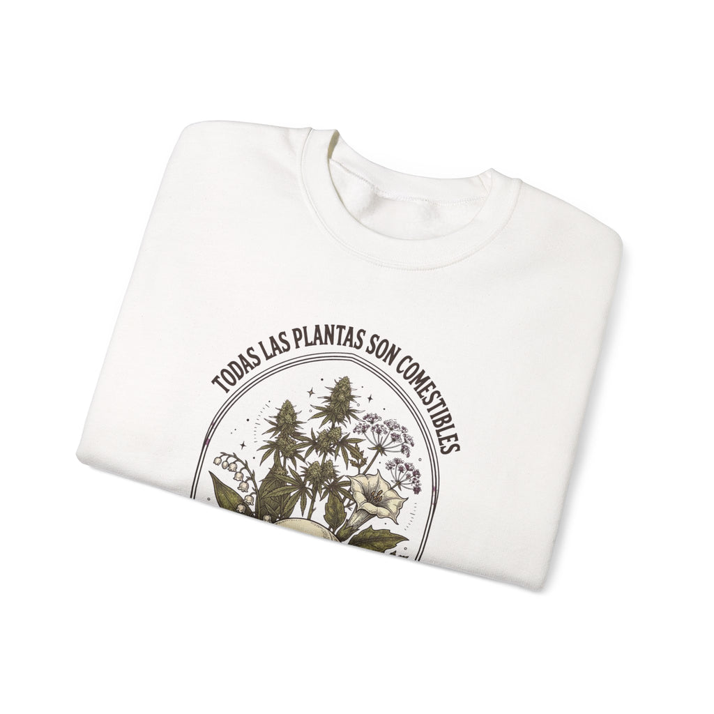 All Plants Are Edible Crewneck Sweatshirt | Vintage Botanical Skull, Dark Nature Humor