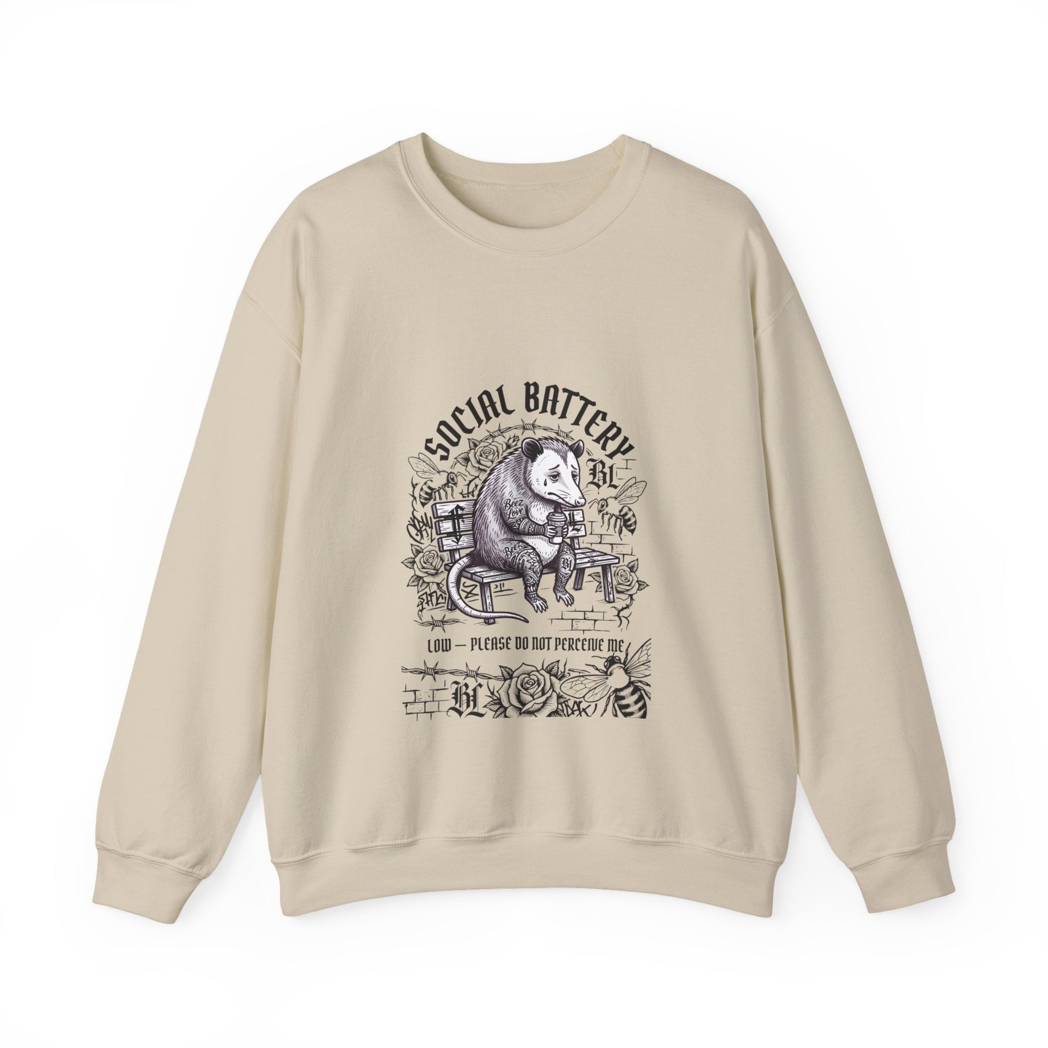 Social Battery Sloth Sweatshirt | Anxious Animal Humor, Introvert Tee