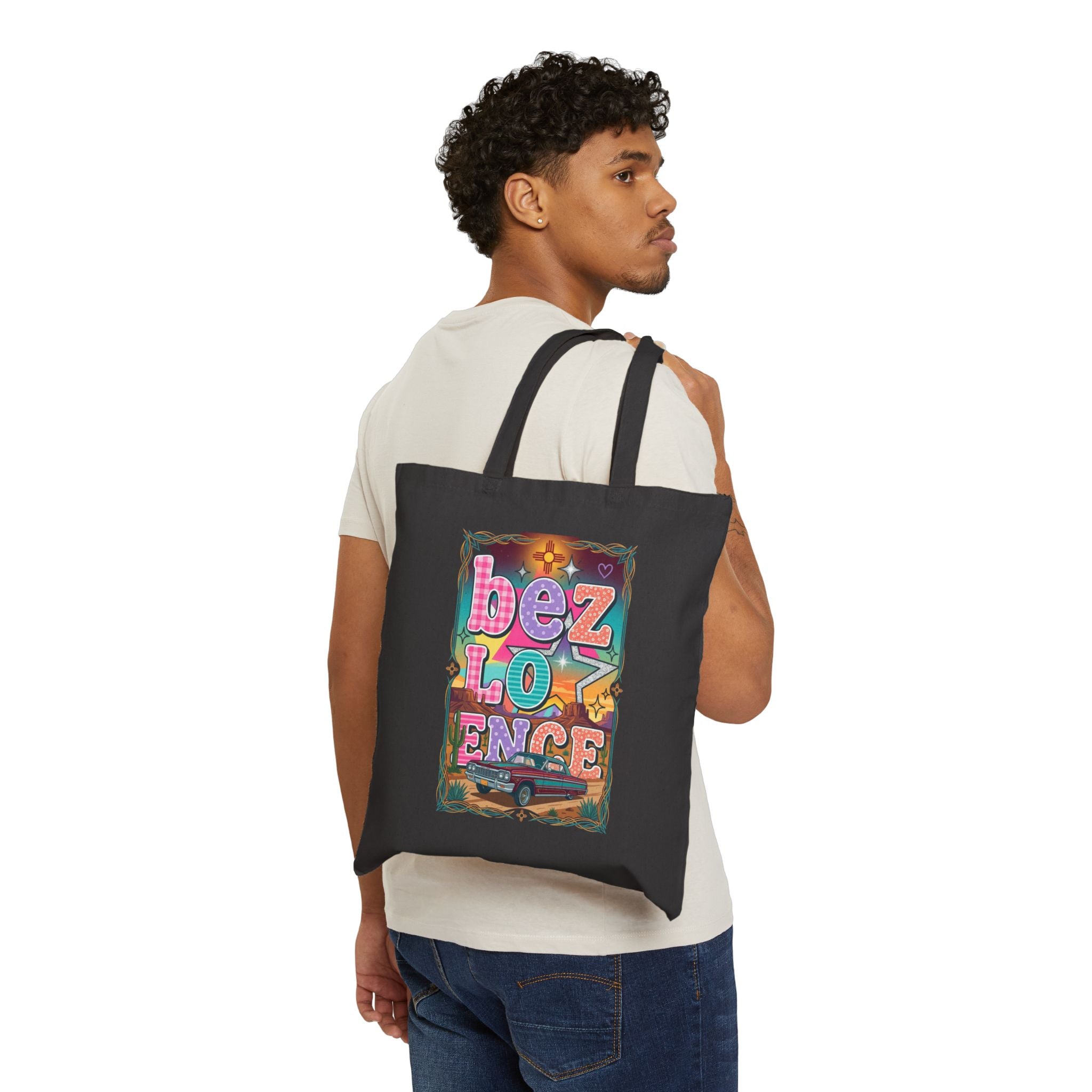 BeezLove Scripture Rainbow Tote — Christian Faith Canvas Tote Bag