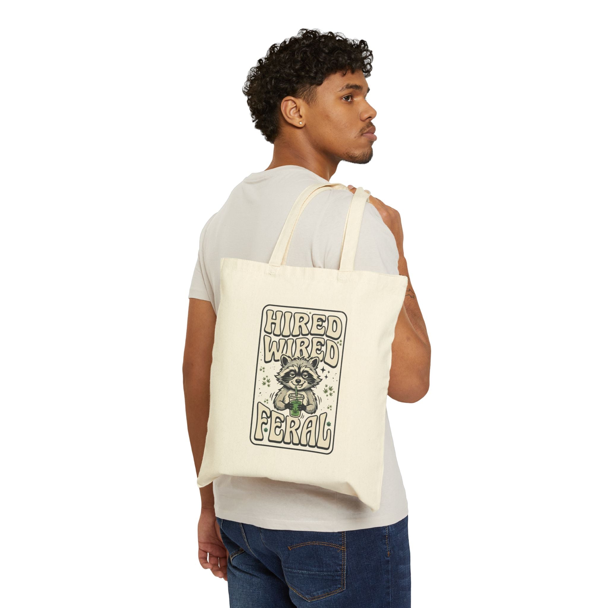 Feral Raccoon Noir Tote | Celestial Wilderness Canvas Tote