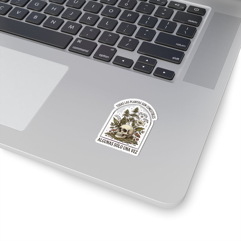 All Plants Are Edible Skull Botanical Sticker | vintage botanical, dark nature humor