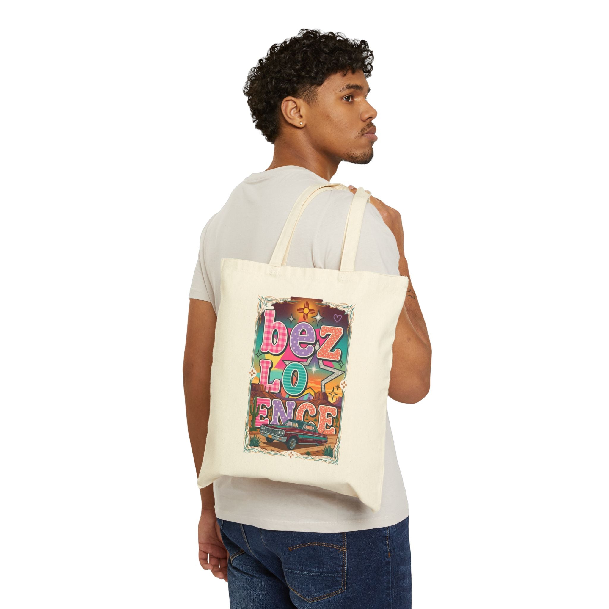 BeezLove Scripture Rainbow Tote — Christian Faith Canvas Tote Bag