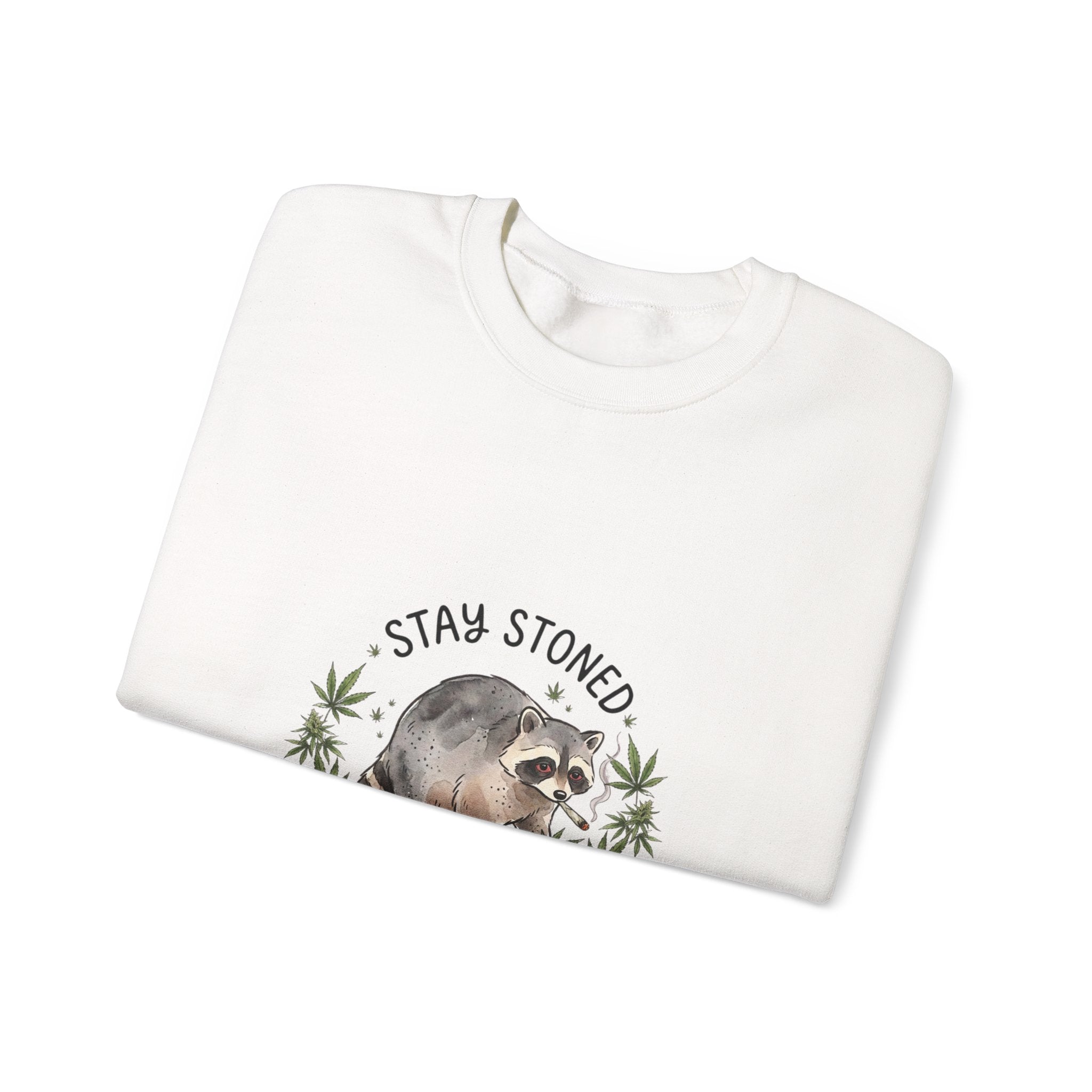 Hunched Raccoon Illustration Sweatshirt | stoner wildlife, scruffy critter