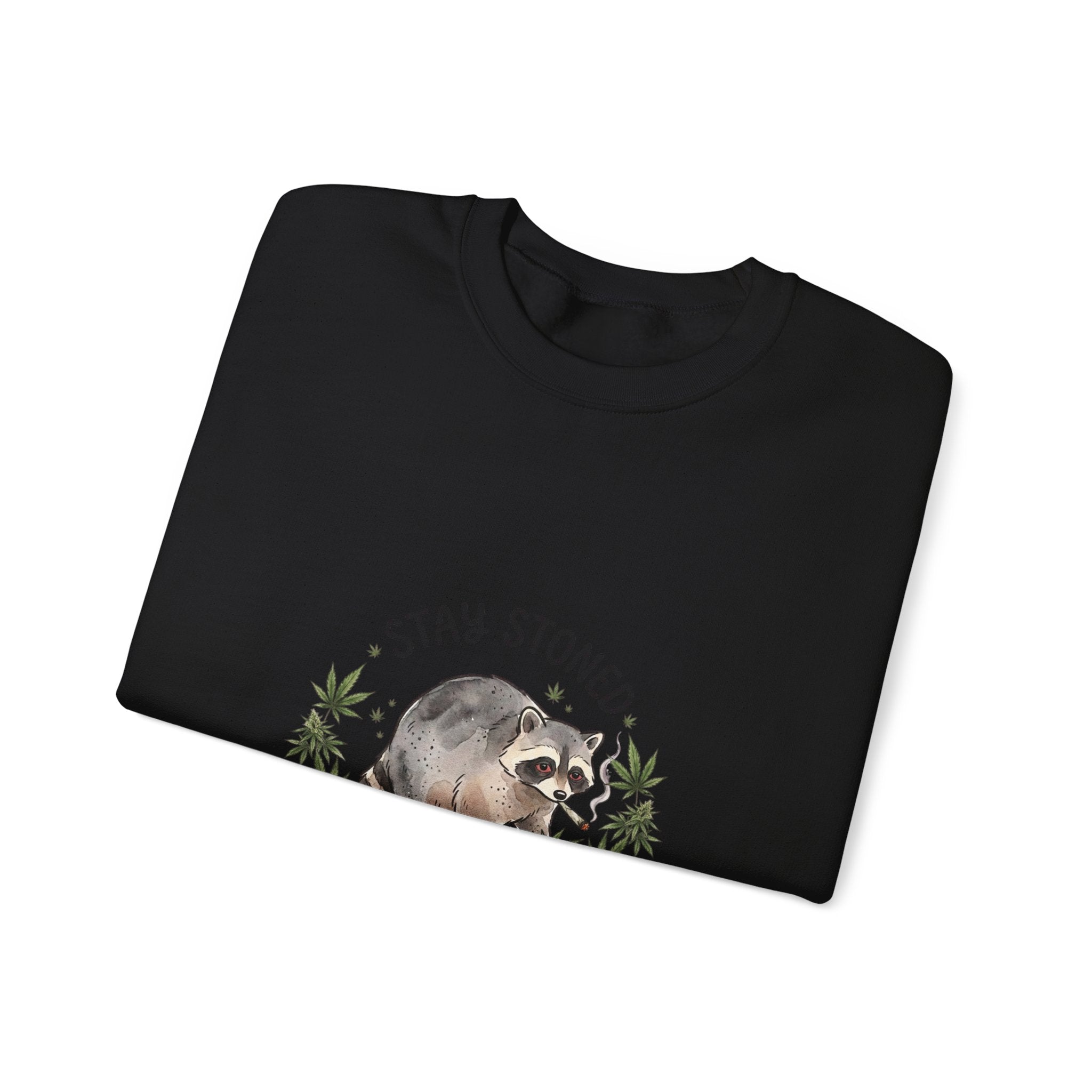 Hunched Raccoon Illustration Sweatshirt | stoner wildlife, scruffy critter