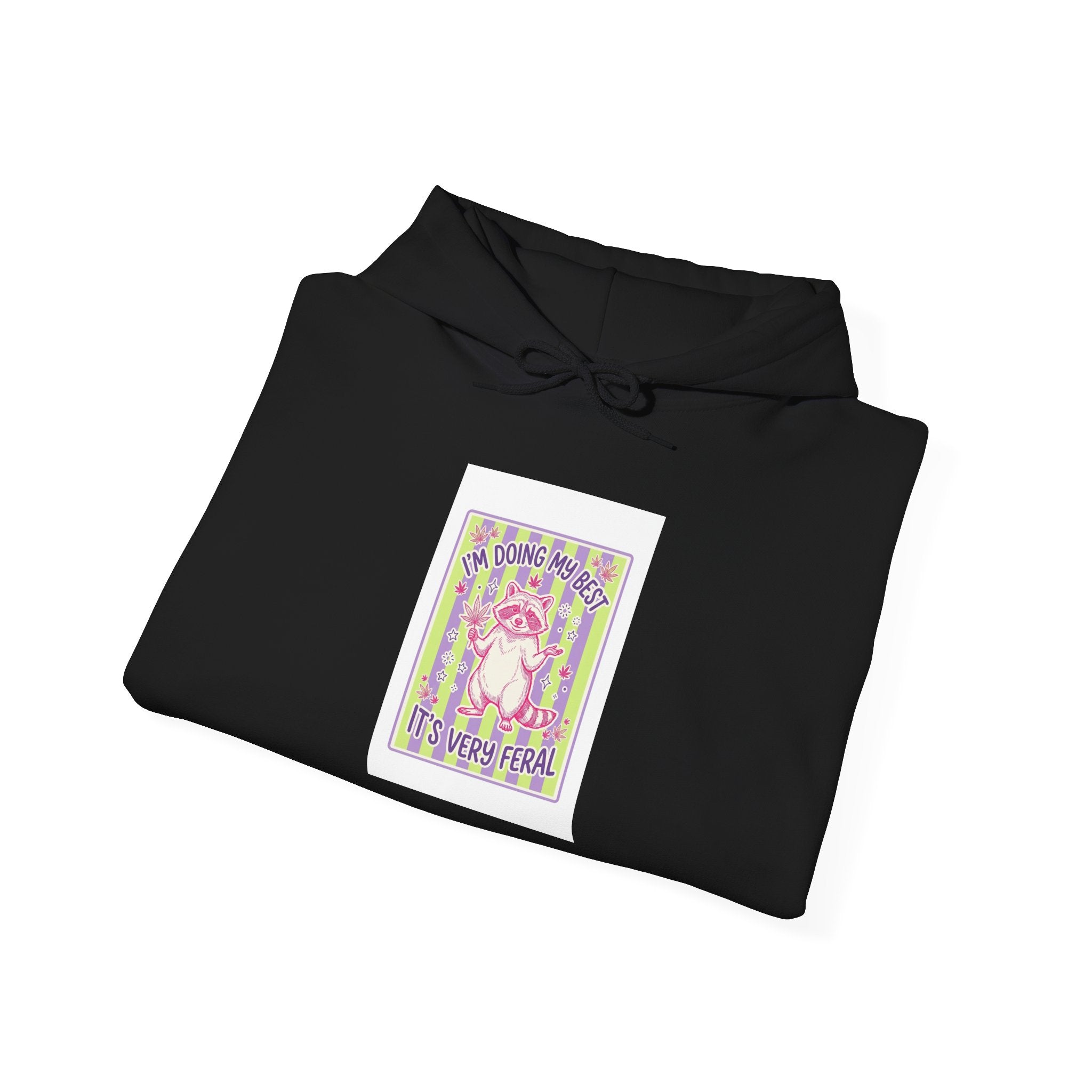 Feral Raccoon Moonrise Hoodie | Celestial Wilderness Graphic