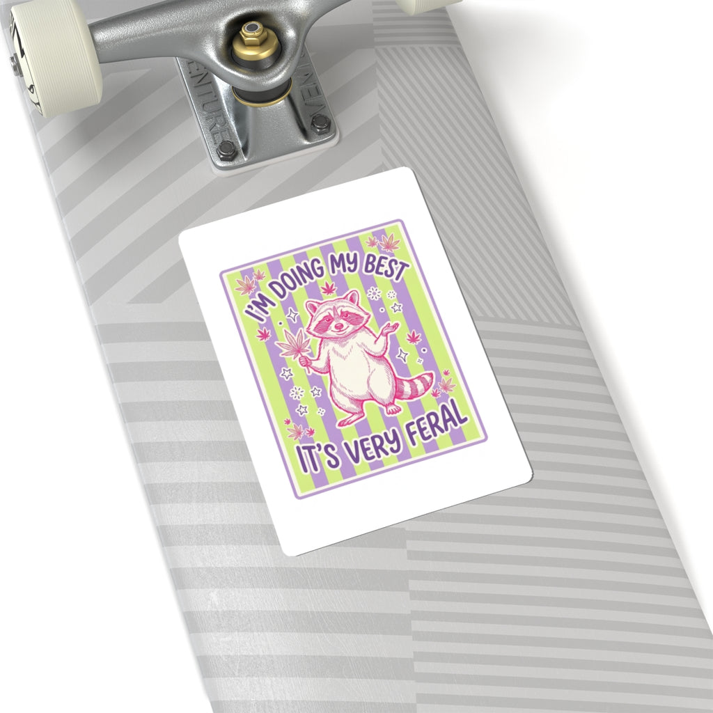 Feral Raccoon Sticker | Kiss-Cut, Celestial Wilderness, Trash-Panda Aesthetic