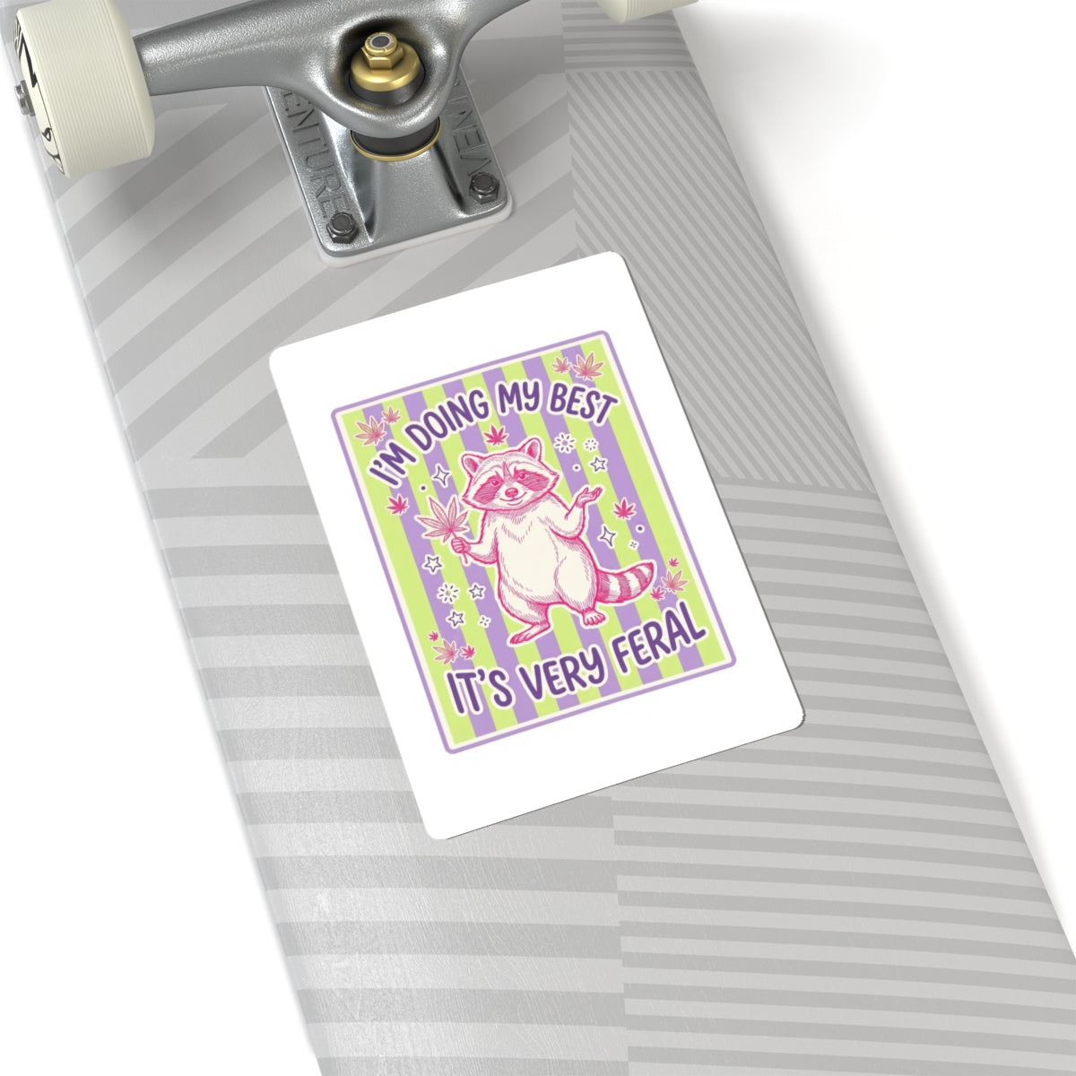 Feral Raccoon Sticker | Kiss-Cut, Celestial Wilderness, Trash-Panda Aesthetic