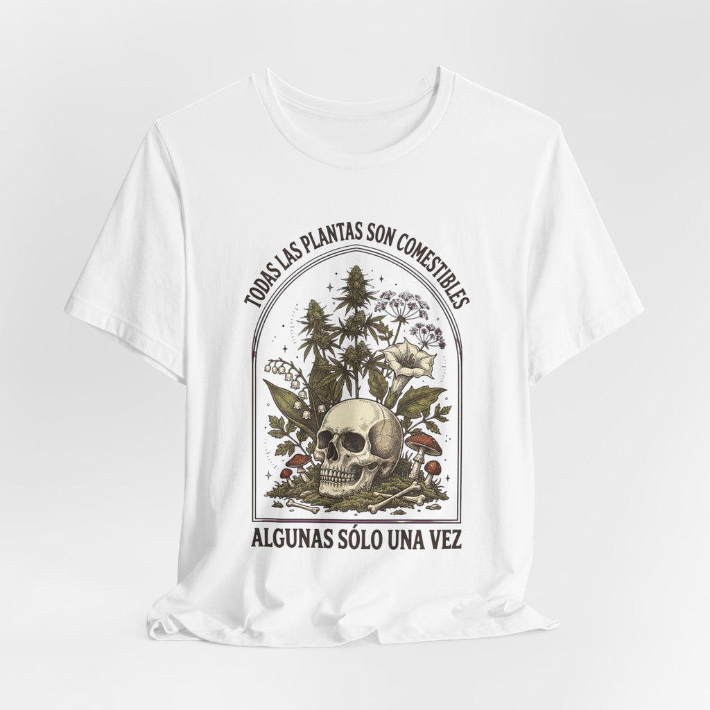 All Plants Are Edible Skull Botanical Tee | Dark Nature Humor, Forager Mycology