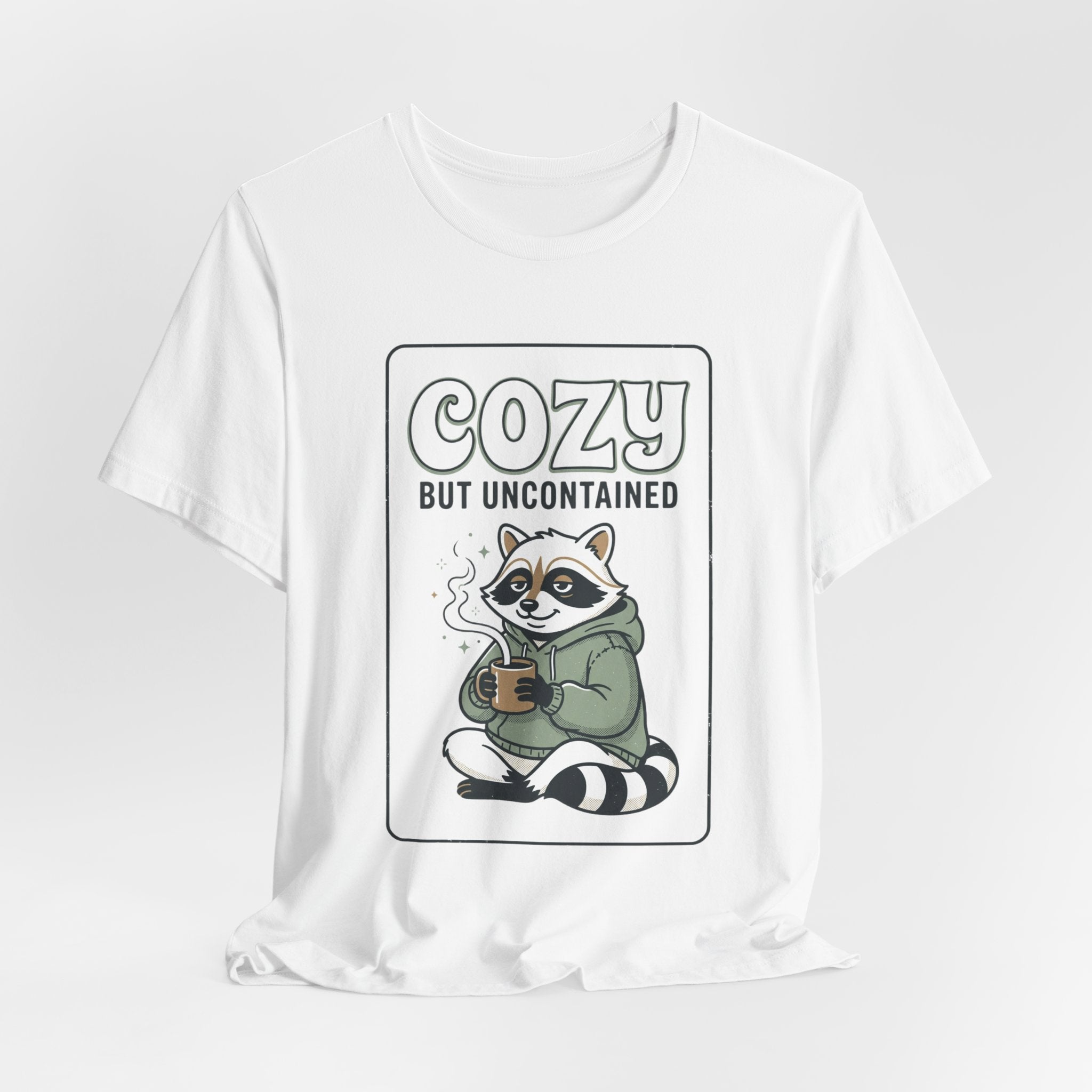 Cozy But Uncontained Raccoon Tee | Feral Raccoon Aesthetic, Celestial Wilderness